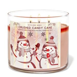 🎅 BBW Crushed Candy Cane 3-Wick Candle NEW